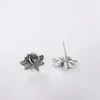 Stud Earrings Chinese Style Vintage Art For Women Thai Silver Craftsmanship Stereoscopic Lotus Flower Earings Party Jewelry