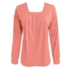 Blusas femininas pullovers ladries tops moda mulher blusa 2023 camisa quadrada sólida camisa de outono plissou bluus de manga longa solta