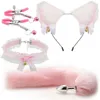 Anal Toys Cute Tail Plug Bowknot Soft Cat Ears Hoofdbanden Kraag Erotische Cosplay Paren Accessoires SM Sex voor vrouwelijk mannelijk 230811