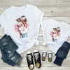 Tenues assorties pour la famille, nouveaux t-shirts pour mère et enfants, tenues assorties amusantes pour la famille, blanc à manches courtes, vêtements assortis pour mère et fille, Look de famille d'été