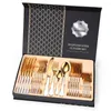 Geschirrsets Gold Bastler -Geschirr Set 24PCS Edelstahlbox Gabel Give Spoon Dinner Küche Urlaubsgeschenk