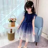 Clothing Sets years 100-150cm height Girls' Spring/Summer grenadine Dress Princess Fluffy Starry Sky Dream Mesh Dress