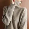 Swery dla kobiet kaszmirowe sweter kobiety Turtleeck SWEATK PURE KOLOR KLIP KNITED Turtleeck pullover 100% czysty wełniany luźne swetra Kobiety 230811