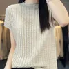 Dames truien vrouwen trui 2023 mode o-neck solide pullovers wol vrouw dunne stijl kasjmier losse gebreide trui korte mouw tops