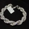 تمرير Diamond Tester 12mm كامل Moissanite Men's Cuban Chain Necklace Sier VVS Moissanite Diamond Chain Cupan Rink Chain