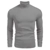 Herren -T -Shirts Strickpullover fester Farbe Runder Nacken Langarm Pullover einfache Schüttgut große und hohe Tunika für Männer