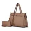 Sacs Collection Shelby Vegan Leather Womens Satchel By Mia K avec portefeuille 2 pièces