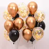 Decoration 15pcs Metal Gold Silver Balloons Decor Rose Golden Transparent Confetti Balloon Wedding Birthday Air Balloons