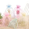 Enveloppe-cadeau 10 petits sacs d'organza fleuris