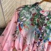 Robes décontractées de base 2024 Automne Holiday Gorgeous Flower Rabbit Maxi Robe Femme à volants à volants Petal Cascading Floral Print Lace Up Murffon Vestidos