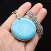 Pendant Necklaces 3 Kinds Natural Stone Blue Turquoise Geometry Shape Round Necklace For Women Girl Exquisite Charm Jewelry Gifts