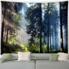 Tapestries تخصيص Forest Forest Tapestry Sunshine Green Plants Trees Natural Landscape Garden Gard