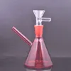 2pcs 14mm de óleo de vidro fêmea queimador de vidro Bongoh espessura de pyrex triangle garrafa Reciclador de copo inebriante para fumar com o tubo e tigela de queimador de óleo do tronco