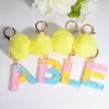 Keychains Lonyards Rainbow Color Key Ring Crystal Drop Drop Resin 26 LETTRE ANGLAIS