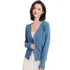 Tricots pour femmes Cardigans Femmes 2023 Spring Autumn Knitwears Corée Fashion Cardigan Sorme courte de style V