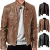 Мужские куртки 2023 Mens Fashion Leather Jacket Slim Fit Stand воротнич