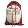 Buffalo Plaid Canvas Santa Sacks 50*70 cm Sprawdzone Boże Narodzenie Święty Mikołaj Claus Organizer Paking Torby DOM-C23-75