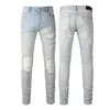 797 Uomini Patchwork per Jeans Ricamo Jeans S Pantaloni Pantaloni Amri Marca Moto Pant Strappato Designer Amri Trend Mens 2023 Hombre Uomo Jean 898