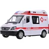 Diecast Modelo 1 32 Modelo de Ambulância de Simulação Liga Pull Back Som e Light Die Casting Toy Toy Special Car Children's Toy Gift 230811