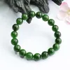 Strand Natural Nephrite Green Jade Armband Män Kvinnor Läker ädelsten Fina smycken äkta Hetian Jades Elastic Armband Bangles