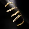 Bangle Stonefans Fashion Leaf Hand Palm Cubic Zirconia Bijoux pour femmes bracelet ouvert à la main