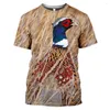 Heren t shirts 2023 dier 3D printen vintage top wilde kippen eenden patroon kleding korte mouwen snel droogmateriaal