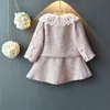 Jackets Girls Baby Fashion Clothing Elegant Jacket+Lace Collar Dress Girls Kids Princess Suits Spring Autumn Winter Clothes Overcoat R230812