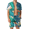 Tracce da uomo giungla stampa tropicale uomini set di camicia da spiaggia di uccelli di paradiso set da camicia da spiaggia vintage abito corto oversize corta