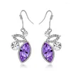 Dangle Earrings ER-00278 Korean Fashion Crystal Jewerly Valentine's Dayギフト銀メッキピンクの昆虫ドロップイヤリング