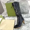 Женские ботинки дизайнерские бои моды борьба с багажником холст-молния на Zipper Регулируемые ремни повседневная обувь шпилька на каблуке ботинок колено с коробкой 35-42