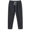 Men's Pants Summer Autumn Linen Men Thin Loose Mens Joggers Cotton Cropped Casual Chinese Style