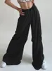 Pantaloni da donna Capris Weekeep in raso gamba larga da colata vagata per moli di lingua estate pantalone a bassa ascesa elegante streetwear 230812