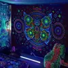 Tapisseries Black Light Tapestry uv réactif psychédélique tapisserie esthétique murde accrochage hippie tapisserie pour dortoir de chambre à coucher décoration de chambre indie 230812