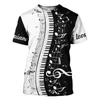 Herren-T-Shirts Sommer Mode 3D Music Print T-Shirt cool