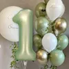 Ensemble de ballons verts Vintage, guirlande en papier lanterne verte rétro, décorations pour réception-cadeau pour bébé, mariage, anniversaire