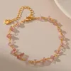 Strand Allme Französisch 18k Real Gold Plated Messing Unregels rosa Farbe Natursteinkristall -Charme Armbänder für Frauen Schmuck