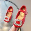 Sneakers Girls Patent Leather Mary Jane Shoes for Kids Button Princess Children Flats Square Toe Dance Dress 1R 230811