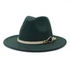 Berets 2023 Wholesale Men Women's European And American Fashionable Woolen Felt Fedora Hat With Wide Brim Fall Winter Jazz Panama