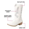 Laarzen Unishuni Girls kind witte kinderen hakken hakken Keenhigh lederen cowboy voor meisje Western Glitter Boot 230811