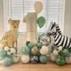 Dekoration 35st Wild Animal Giraffe Balloon Tower med nummerballong för barn Jungle Forest Birthday Decorations