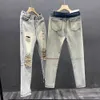 Men's Pants Hole ripped jeans men Slim Fit Skinny Hip hop fashion Streetwear patchwork Elasticity Gothic pants pantalon 230812
