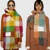 Luxury scarf designer scarf for women fashion Europe latest autumn and winter multi color thickened Plaid women scarf AC with extended Plaid shawl couple warm scarf