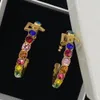 couleur diamant boucle d'oreille designer boucles d'oreilles cerceau diamant boucles d'oreilles personnalité de la mode grand cercle boucles d'oreilles femmes fête de mariage bijoux de créateur sans boîte le cadeau