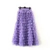 Skirts jupe femme ete Spring Party Skirt Elastic High Waist Long Tulle Skirt Women Multilayer ruffles Pink Mesh Tutu Skirt Ladies 230811