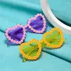 Solglasögon 1 par Trendiga Rimless Purple Heart Shaped Flowers Dekorera tydliga ramlösa mönster Kreativa färgglada glasögon UV400