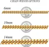 Strands Strings ChainsPro Men's Coarse Miami Chain Necklace 6/9/14mm Wide 18 "20" 22 "26" 26 "Long 28" Gold/Steel/Black (with Gift Box)