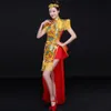 Chinese Stage Wear Ethnic Suit Drumming Costume Classical Dance Performance Clothing Female Modern Dance Cheongsam Fan Dance Wear270s