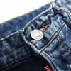 Herenjeans Four Seasons Splashink Patchwork Pants High Street Casual Maple Badge Fashion Hip Hop Distressed Male broek 230811