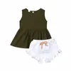 Clothing Sets 2PCS Baby Kids Girls Summer Outfits Toddler Solid Sleeveless Top Dress And White Shorts Clothes Set