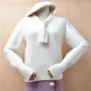Kadın Sweaters Bayanlar Kadınlar Kış Giyim Sonbahar Giyim Kıllı Yumuşak Gerçek Angora Saç El Örme Bowtie İnce Blouses Jumper Sweater Çekme